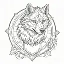 wolf on shield tattoo design idea