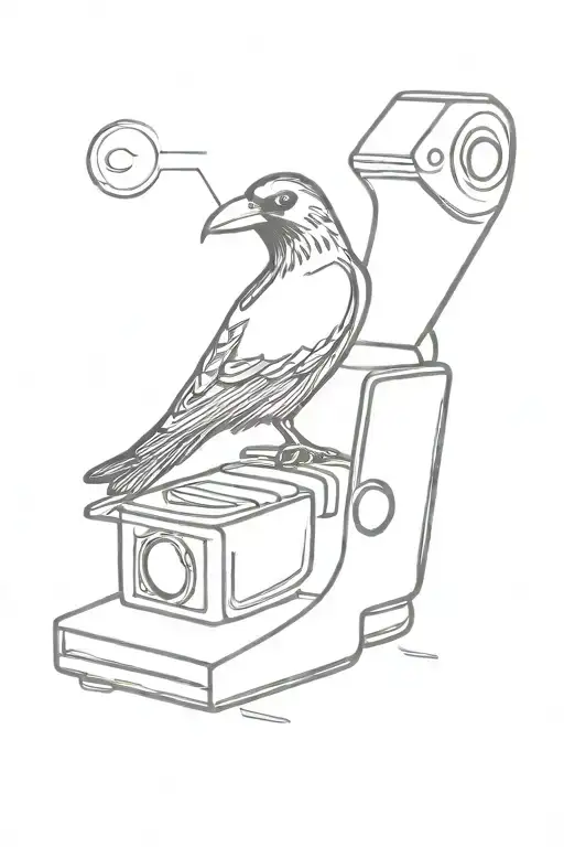 The rook and the Polaroid camera lens tattoo design idea