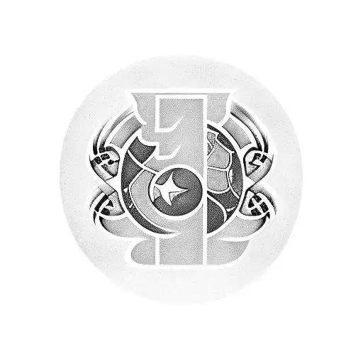 create a a tattoo combining a piano, FC barcelona logo, basket ball, the letters Y and L tattoo design idea