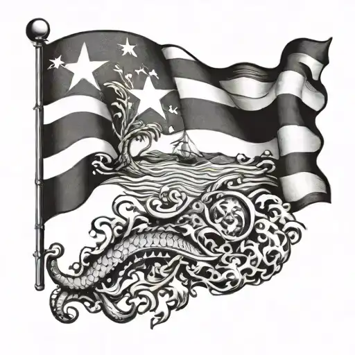Ocean, puerto rico flag tattoo design idea