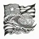 Ocean, puerto rico flag tattoo design idea