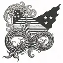 Ocean, puerto rico flag tattoo design idea