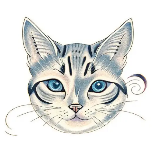 british short hair cat tattoo neo tradtional tattoo design idea