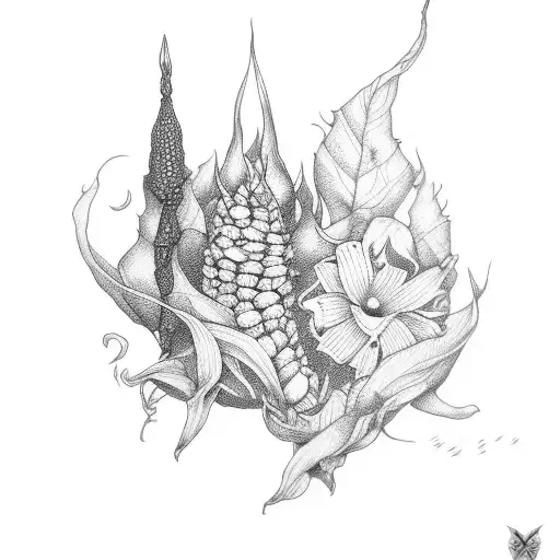 small corn and nightshade side by side  tattoo design idea