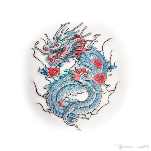 dragon geisha flowers bodysuit  tattoo design idea
