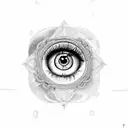 eye neotrad with mandala on the throat tattoo design idea