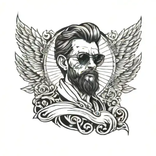 saint Jude wearing sunglasses looking tattoo design idea
