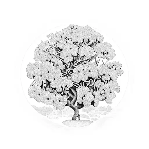 Brazilian fig tree from Florianpolis, with long large branches, abundance of foliage  tattoo design idea