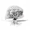 Brazilian large fig tree with small and large exposed roots  tattoo design idea