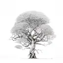 Brazilian large fig tree with small and large exposed roots  tattoo design idea