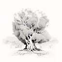 Brazilian large fig tree with small and large exposed roots  tattoo design idea