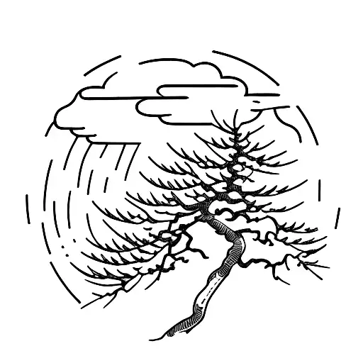 old school bonsai tattoo design idea