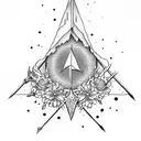 arrow with arrowhead wild flowers with moon and pearls tattoo design idea