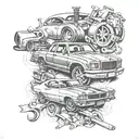 automotive, tools, cars, adrenaline tattoo design idea