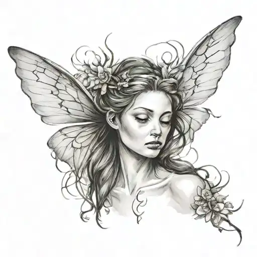 wisp fairy wings tattoo design idea