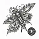 A moth, symbolizing transformation and resilience, flying out from a dark cloud or shadowy figure. The moth represents t tattoo design idea