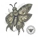 A moth, symbolizing transformation and resilience, flying out from a dark cloud or shadowy figure. The moth represents t tattoo design idea