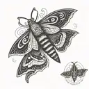 A moth, symbolizing transformation and resilience, flying out from a dark cloud or shadowy figure. The moth represents t tattoo design idea