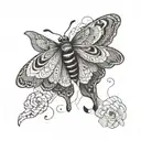 A moth, symbolizing transformation and resilience, flying out from a dark cloud or shadowy figure. The moth represents t tattoo design idea