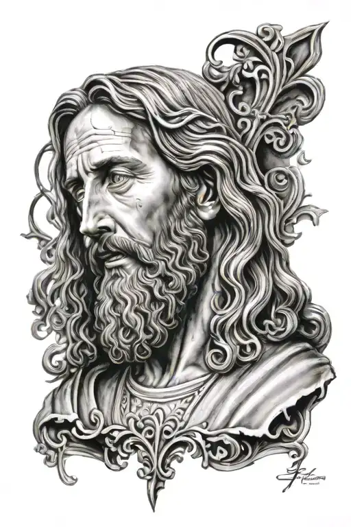 jesus praying tattoo design idea