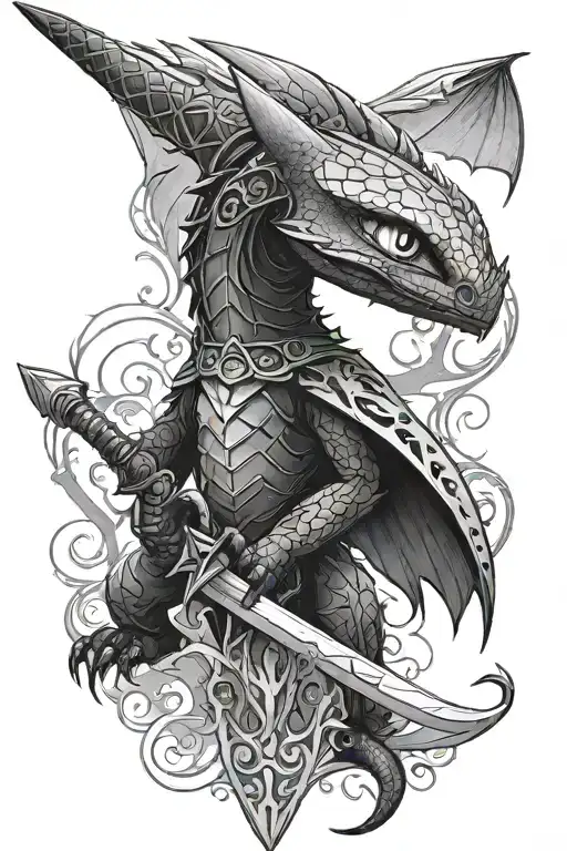 A tall sword tattoo with toothless from how to train your dragon  tattoo design idea