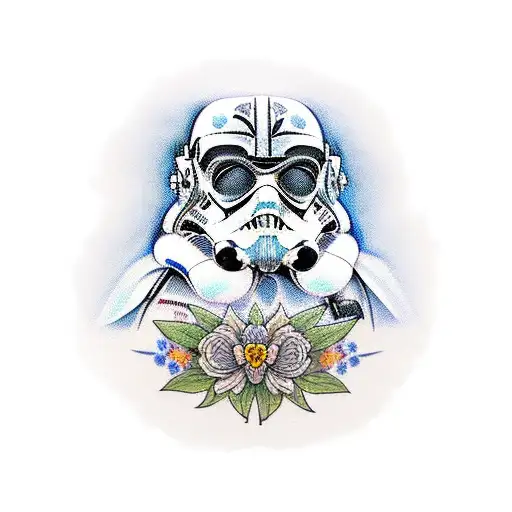 flowers with harry potter and star wars tattoo design idea