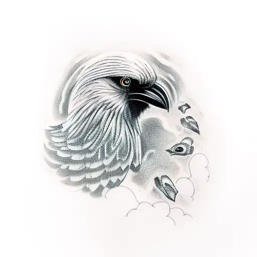 crow with open wings, red eyes to be tattooed on both chests tattoo design idea