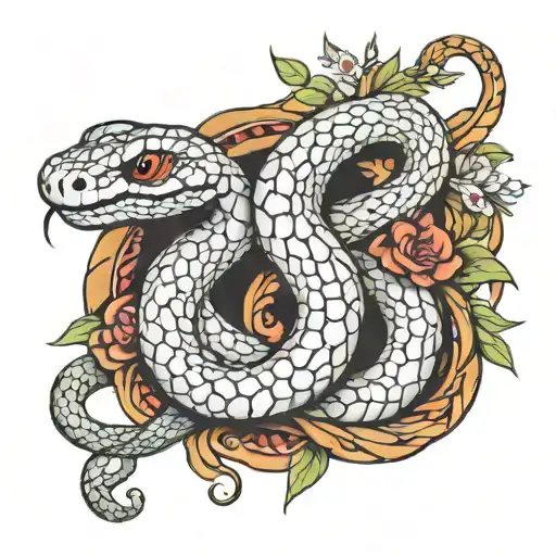 nurse snake intertwined tattoo design idea