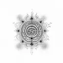 aham brahmasmi around the om symbol  tattoo design idea
