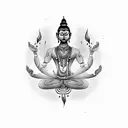 Meditating Brahman surrounded by intricate Sanskrit script tattoo design idea