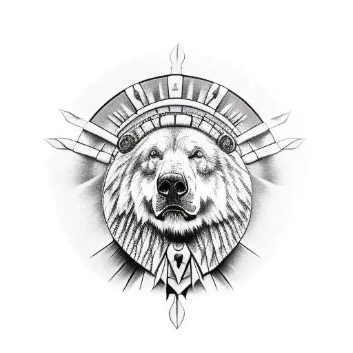 standing bear with 2 machine guns tattoo design idea