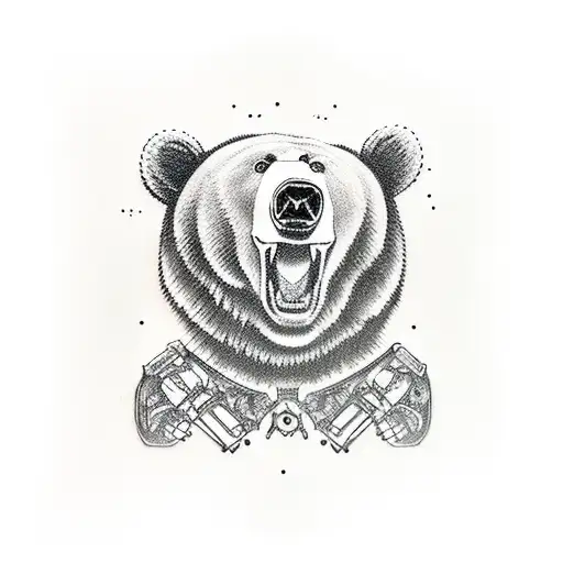 bear with machine gun tattoo design idea