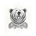 bear with machine gun tattoo design idea