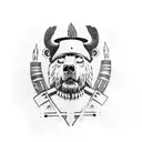 standing bear with 2 machine guns tattoo design idea