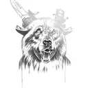 standing bear with 2 machine guns tattoo design idea