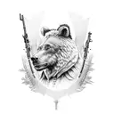 standing bear with 2 machine guns tattoo design idea