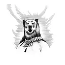 standing bear with 2 machine guns tattoo design idea