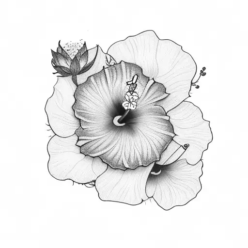Japanese text with hibiscus tattoo design idea