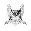 owl with open wings tattoo design idea