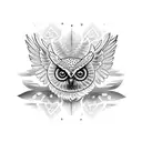 owl with open wings tattoo design idea