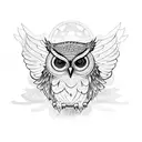 owl with open wings tattoo design idea
