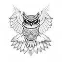 owl with open wings tattoo design idea
