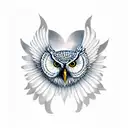 owl with open wings tattoo design idea