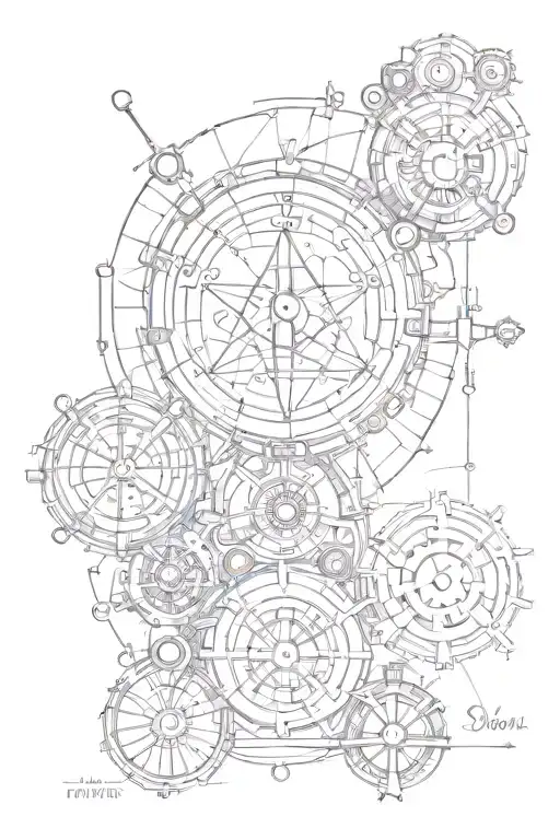 Steampunk Leonardo Da Vinci science themed tattoo tattoo design idea