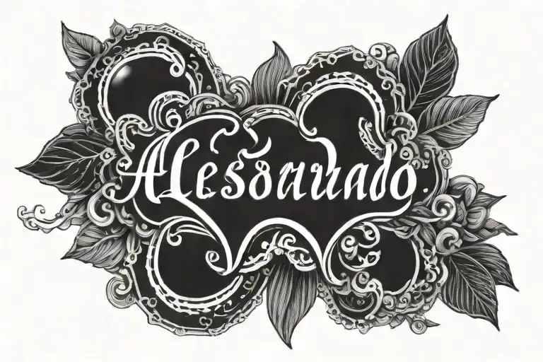 name "Alessandro" on heartbeat line tattoo design idea