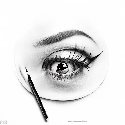 a Black eye, draw with lençol realistic tattoo design idea
