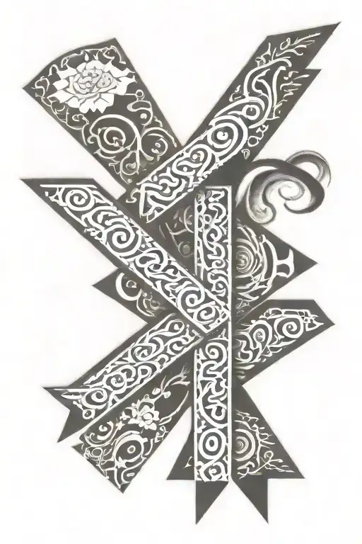 calligraphic arm sleeve tattoo featuring names intertwined "Bryston", "Evelyn", "Pepper"  tattoo design idea