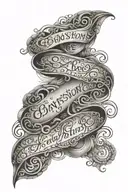 calligraphic arm sleeve tattoo featuring names intertwined "Bryston", "Evelyn", "Pepper"  tattoo design idea