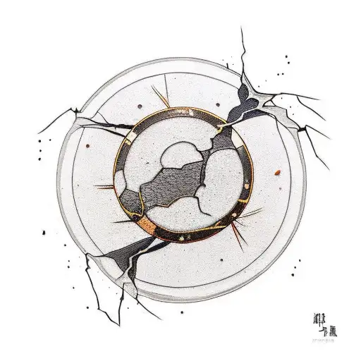 broken Shield kintsugi tattoo design idea