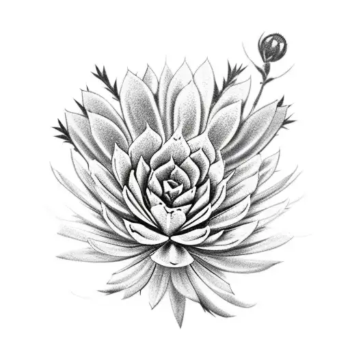 succulent flower bumblebee tattoo design idea